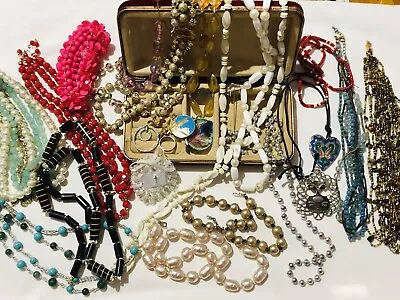 Vintage Jewellery-bulk Lot Mixed Jewellery Jewel Box Inc Remake Resell Lot 1A • $55