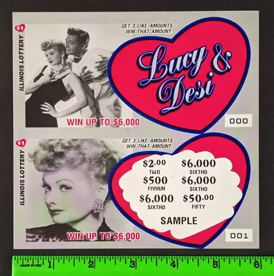 Vintage Lucy & Desi I Love Lucy Lucille Ball Illinois Sample Lottery Ticket • $29.95