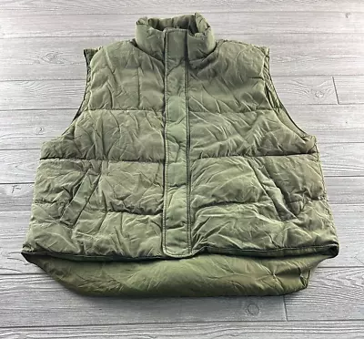 J Crew Green Down Puffer Vest Mens Size XL Tall Full Zip With Pockets Mock Neck • $26.99