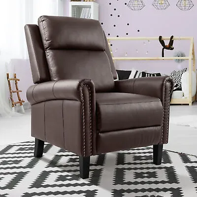 Adjustable Single Sofa PU Leather Recliner Chair Push Back Recliner W/ Arms • $178.59