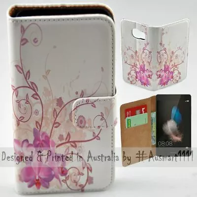 For Huawei Series - Purple Orchid Theme Print Wallet Mobile Phone Case Cover • $13.98