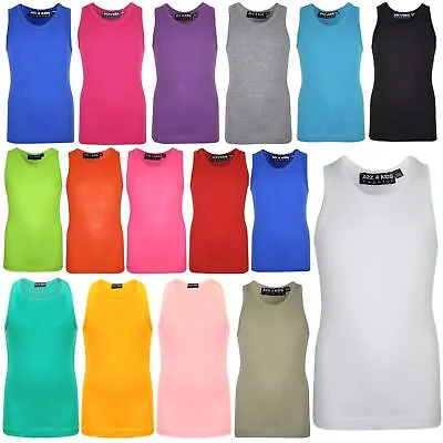 £5.99 • Buy Kids Girls Ribbed Stylish Vest Top 100% Cotton Fashion T Shirt New Age 5-13 Year
