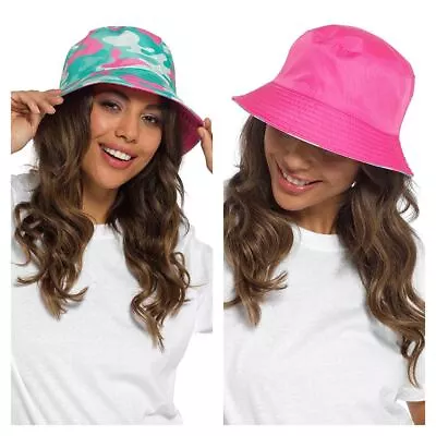 Reversible Bucket Hat Ladies Lightweight Summer 2-Way Hats With Brim • £6.49