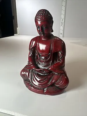 Red Resin 4” Meditating Buddha Statue • $7.99