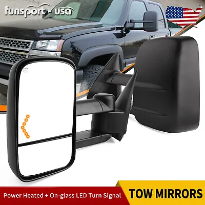 Power Heated Arrow Light Tow Mirrors For 03-06 Chevy Silverado 1500 2500 3500HD • $80.29