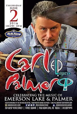 CARL PALMER 2016 NEW YORK CONCERT TOUR POSTER-Prog Rock Music Emerson Lake And • $17.31