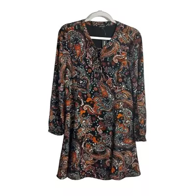 River Island Paisley Print 70s Style Dress Size 12 Black Brand New RRP £40 • £16