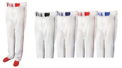 Martin Sports ADULT Baseball / Softball Belt Loop Pants WHITE With Color Piping • $21.99