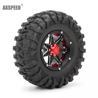 2/4x 2.2  Metal Beadlock Wheel Rims & Rubber Tyres For 1/10 RC Wraith SCX10 TRX4 • £22.78