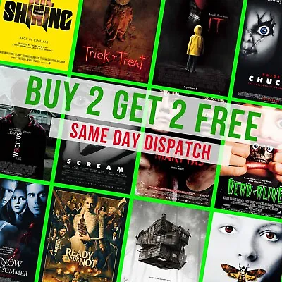 All Time Great Horror Movie Posters Classic Modern Cinema Wall Poster Print • £5.99