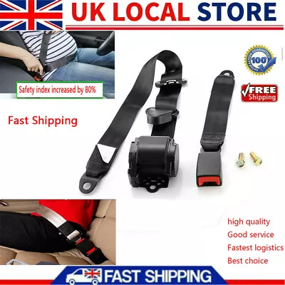 £17.95 • Buy Universal 3 Point Inertia Seat Belt Kit Car Truck Adjustable Safety Belts UK