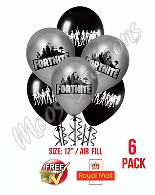 Fortnite 12” 6pcs Latex Balloons Gamer Gaming Birthday Decor Free P&P UK Seller • £2.97