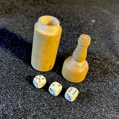 Unique Vintage Miniature Wood Bottle & Tiny Dice Game Set Made In France • $22