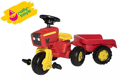 £64.99 • Buy Rolly Toys - Red Ride On Pedal Tractor (Trike)  With Trailer & Sound Steering Wh