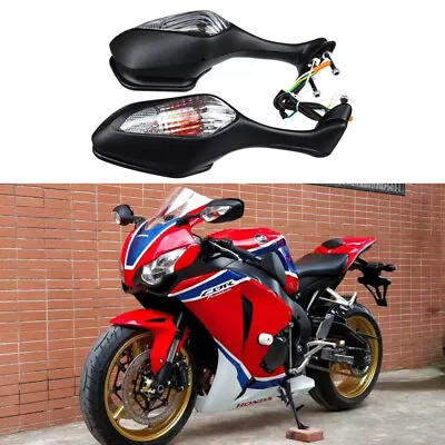 Black Rear View Mirrors LED Turn Signal FOR Honda CBR1000RR CBR1000 RR 2008 2010 • $59.55