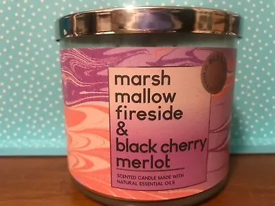 Marshmallow Fireside & Black Cherry Merlot Candle 3 Wick 14.5 Oz Bath Body Works • $31.27