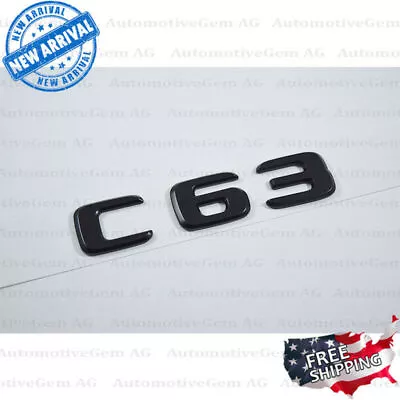 C63 AMG Emblem Matte Black Rear Trunk Letter Logo Badge Sticker OEM Mercedes  • $17.99