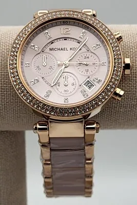 Michael Kors MK5896 Women's Parker Pavé Rose Gold-tone Stainless Steel Watch • $115