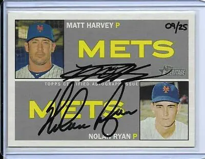2016 Topps Heritage Nolan Ryan & Matt Harvey Autograph Auto #d/25 New York Mets • $349.95