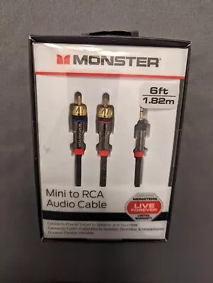 MONSTER CABLE 6ft - 1.82m Mini To RCA AUDIO CABLE 3.5mm Phone/tablet/soundbar • $18