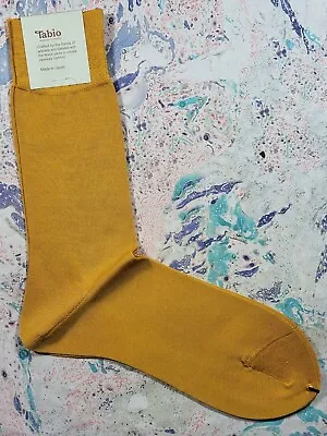 Tabio Japan Mens 100% Cotton Socks Plain Mustard Yellow Small UK 5 EUR 38 • £10.99