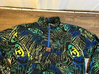 Vintage Pacific Coast Highway Pullover Jacket Sz L Blue Green Yellow & Black • $29.99