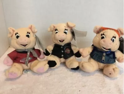 VINTAGE LOT Of 3 1990’s HARLEY-DAVIDSON PLUSH PIGS PUNKY RACHET RACER • $19.99