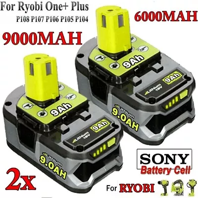 2x For RYOBI P108 18V One+ Plus High Capacity Battery 6.0Ah 18Volt Lithium 9.0Ah • $49.99