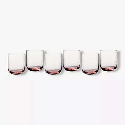 $200 Rogaska Pink Monaco Rose 14 Oz. Drinking Crystal Glass Tumblers Set Of 6 • $63.98