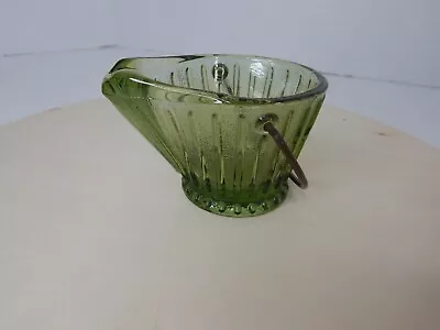 Vintage Hazel Atlas Olive Green Depression Glass Mini Coal Bucket Figurine - D2 • $5