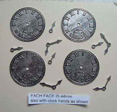 4 STEAMPUNK  COGS AND GEARS TIBETAN SILVER CLOCK/WATCH FACES 44mm WITH HANDS • £2.50