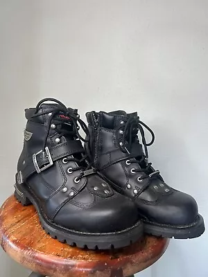 Milwaukee Motorcycle Company Black Road Captain Heavy Leather Men's Boots 11D • $89