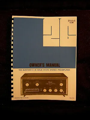 One Brand New Copy Of Mcintosh C26 Stereo Preamplifier Owner’s Manual • $26.95