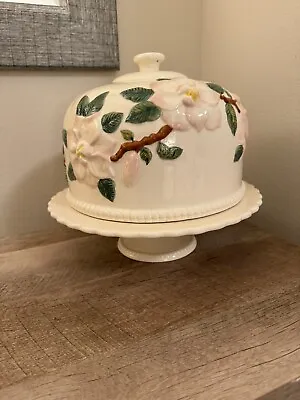 Gorgeous Floral Cake Stand With Dome Lid Valerie By Cumberland Ceramic • $55.25