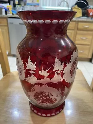 Preowned Vintage Ruby Red Bohemian Vase  • $200