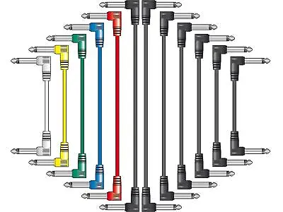 6x Right Angle Guitar Lead Jack To Jack Cable 6.35mm Mono Plug 6.35mm 1/4 Inch • £7.72