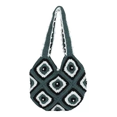 VEDI ARTISTRY Handmade Crochet Shoulder Bag - Grey • $42.99