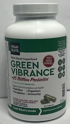 $34.99 • Buy Vibrant Health, Green Vibrance, Vegan Superfood Pills, 25B Pro-B 240 Caps 5/24