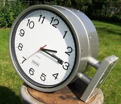 Vintage Double Sided Industrial Wall Clocks Bank Clocks School Clocks AA Battery • $200