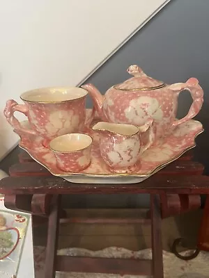 Vintage Royal Winton Chintz Pink Rose Brocade Breakfast Set Tea For One Teapot • $325