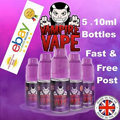 5 X 10ml Vampire Vape E Liquid Vape Juice Toes Black Heisenberg Pinkman E Cig UK • £9.83
