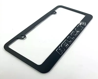 Black License Plate Frame W/ Dodge Challenger & Charger Hellcat Mirror Script • $34.95