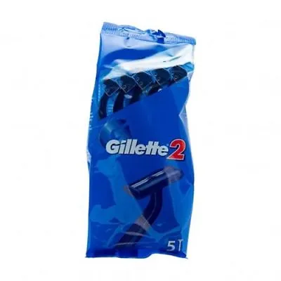 GILLETTE 2 DISPOSABLE RAZORS Twin Blade Blue - Pack Of 5's - MULTILISTING - NEW • £9.99