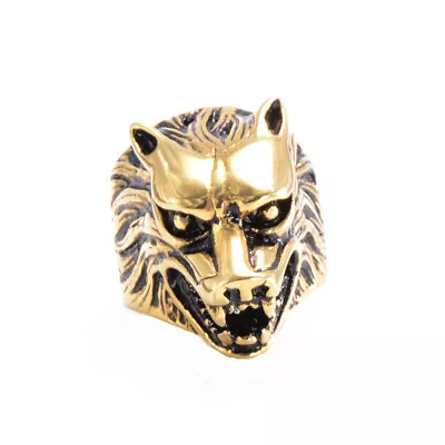 $10.78 • Buy Mens Wolf Ring CZ 316L Stainless Steel Biker Jewelry Boy Silver Size 7-13