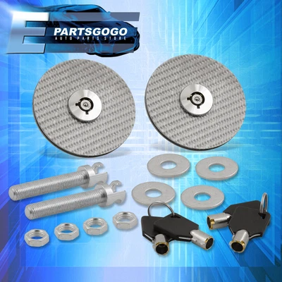 $18.99 • Buy Universal Silver JDM VIP Real Carbon Fiber Bonnet Hood Lock Down Latch Pin + Key