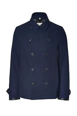Nwt Burberry Brit $995 Mens Cotton Leather Trim Peacoat Jacket Coat Sz M • $499