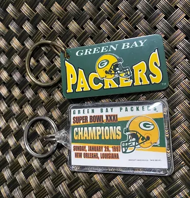 2pc Lot Vintage Nfl Green Bay Packers Football Team Logo Super Bowl Keychains • $8.24