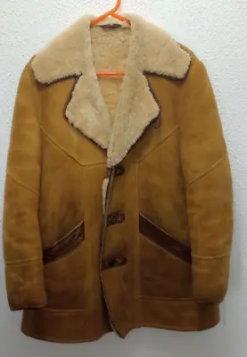 Knight Tailors Shearling Suede Leather Jacket Marlboro Man Ranch Coat Medium M • $101.99