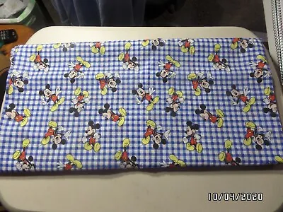 Mickey Mouse Fabric By The Yard - Blue Gingham Check - 45  Wide - NEW • $8