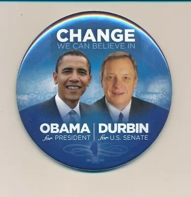 2008 Obama President & Dick Durbin US Senate 3  Cello Illinois IL Button • $12.50